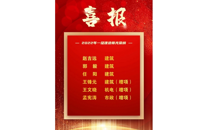 喜報 - 熱烈祝賀天華實(shí)業(yè)集團(tuán)六名員工通過全國一級建造師執(zhí)業(yè)資格考試